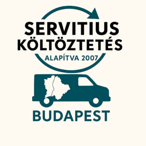 Servitius Költöztetés Budapest logó - Teherautó Budapest térképével